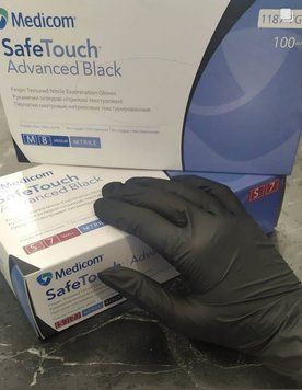 🖐️Чорні рукавички нітрилові SafeTouch&reg; Advanced Black без пудри 0001020018 фото